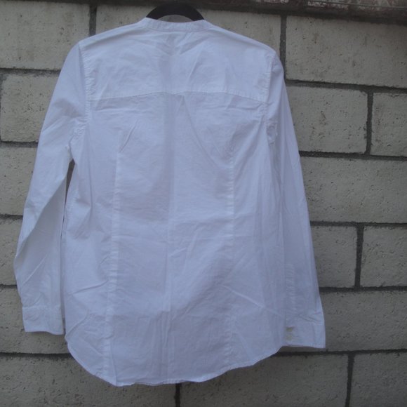Torrid Shirt Blouse Women's Med White Button Front Tuxedo Style Buttons Preppy - Picture 6 of 6